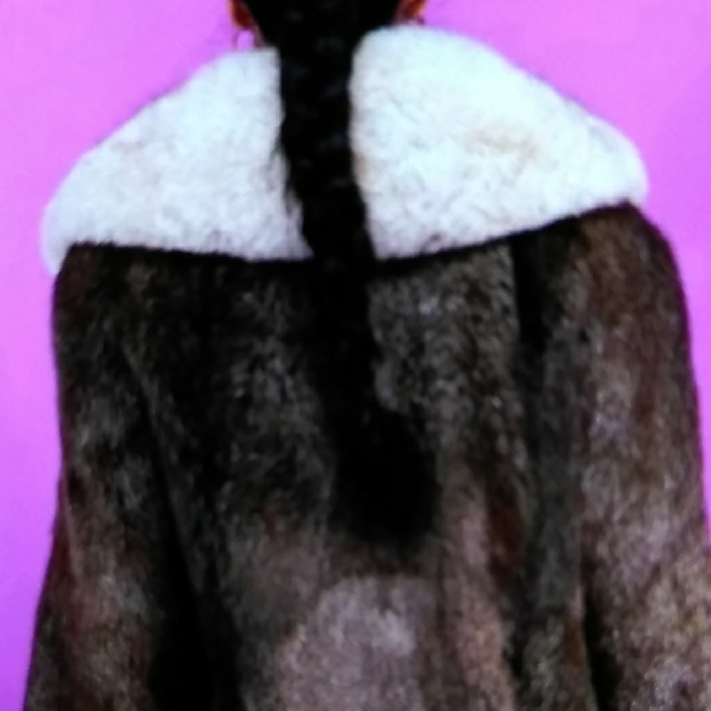 🛑 SOLID TO LISA Stunning Blue Fox Collar Fur Coat - Picture 5 of 8